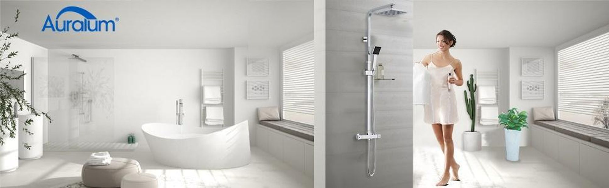 Auralum Duschsystem mit Thermostat Duscharmatur Eckig Duschpaneel,mit Regendusche und Handbrause, Anti-Verbrühungs-Duschsystem Duschstange