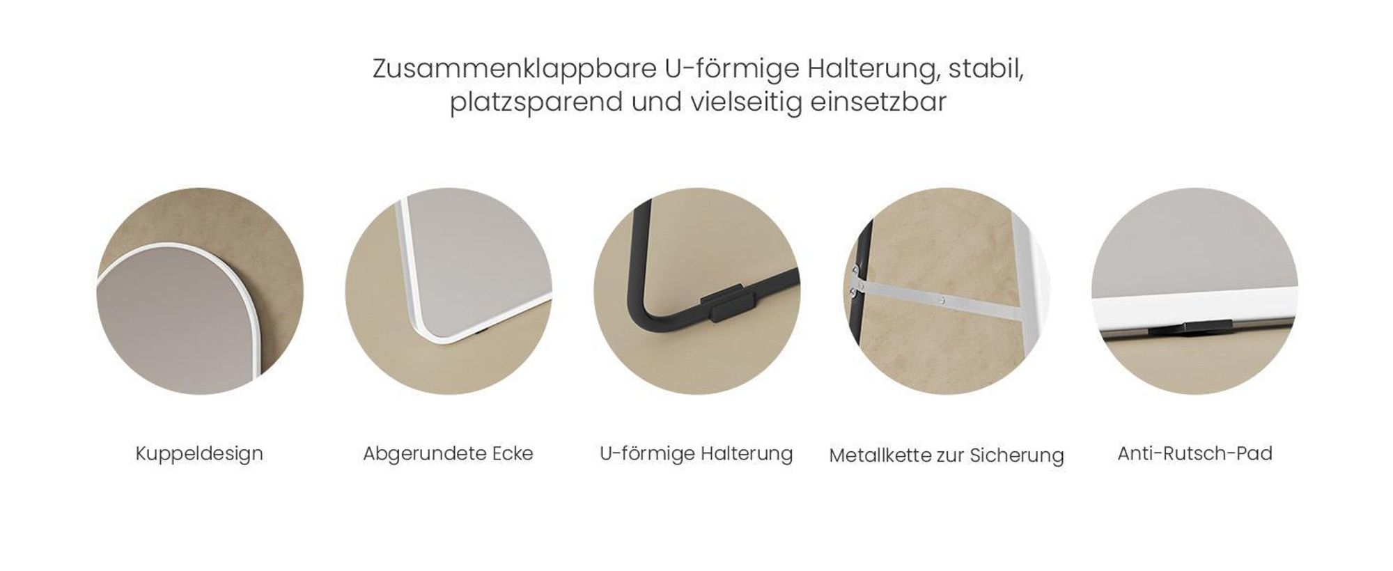 EMKE Standspiegel 160x60cm Ganzkörperspiegel Weiß Aluminium Rahmen Spiegel Gewölbter Ankleidespiegel mit Explosionsgeschützte Fensterfolie