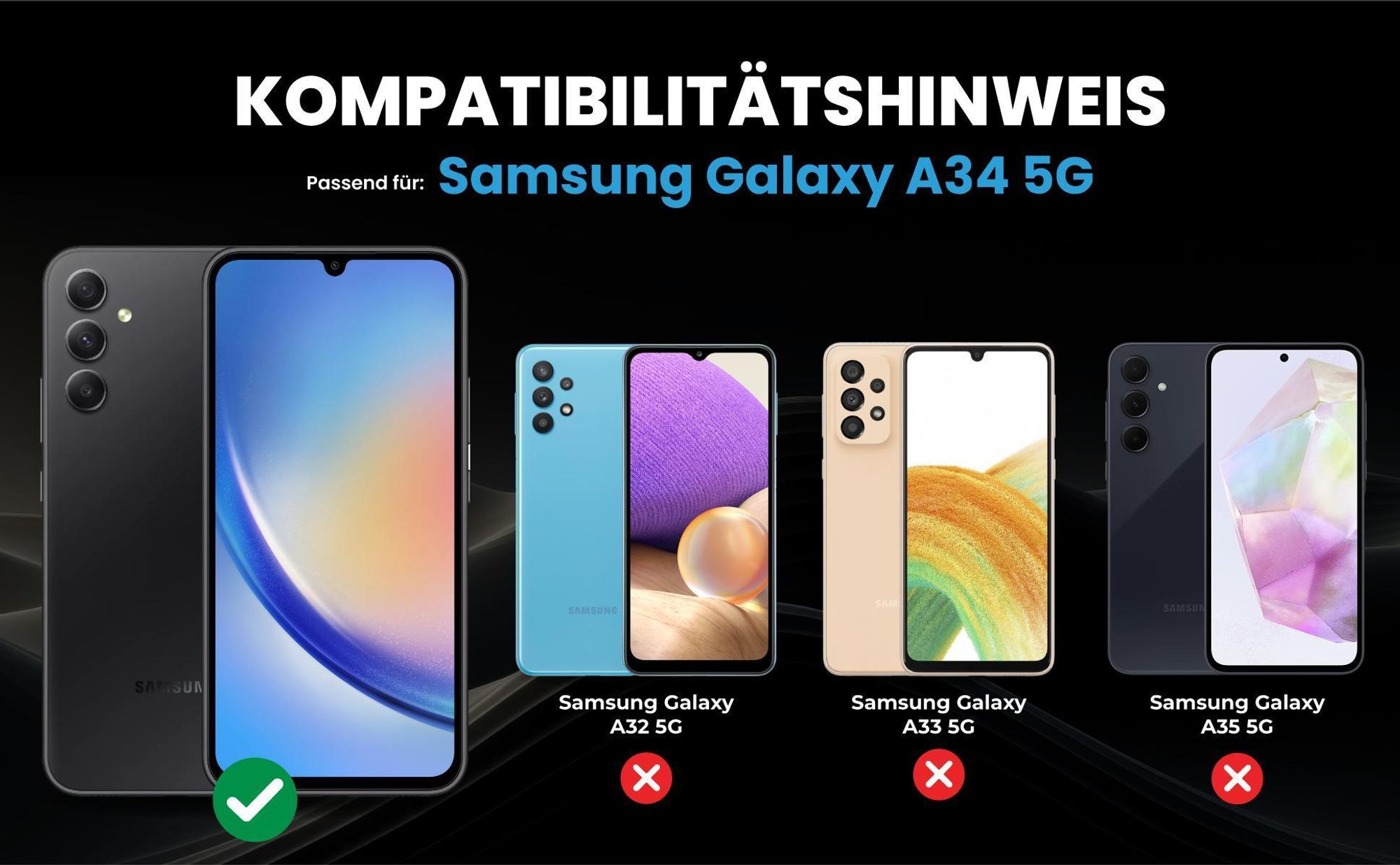 Kompatibilitätshinweise Hülle für Samsung Galaxy A34 5G