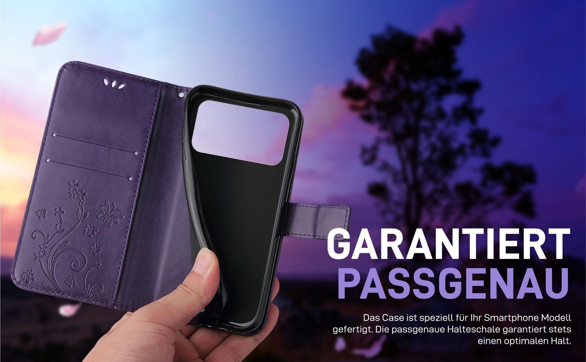 Violette Klapphülle für Apple iPhone 17 Pro mit präziser Passform und sicherem Halt