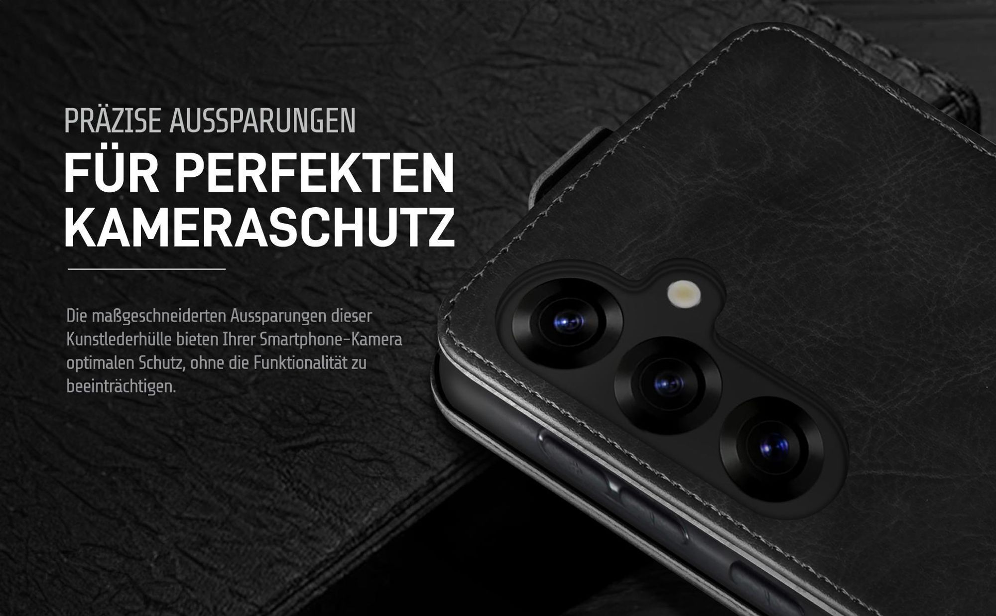Klapphülle in Schwarz mit Kameraausschnitt für Samsung Galaxy A17 / A17 5G