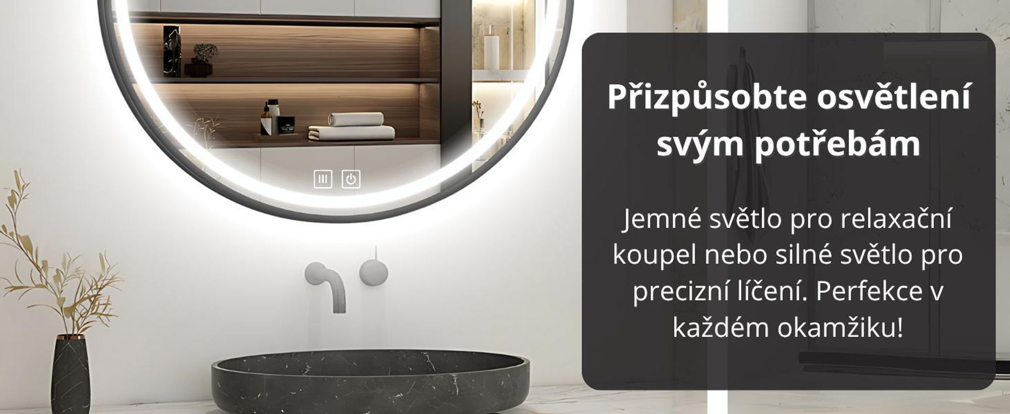LED koupelnové zrcadlo kulaté 60 cm – koupelnové zrcadlo s LED osvětlením, dotykovým spínačem, ochranou proti zamlžování, 3 barvami světla, černým rámem – SAVE HOME