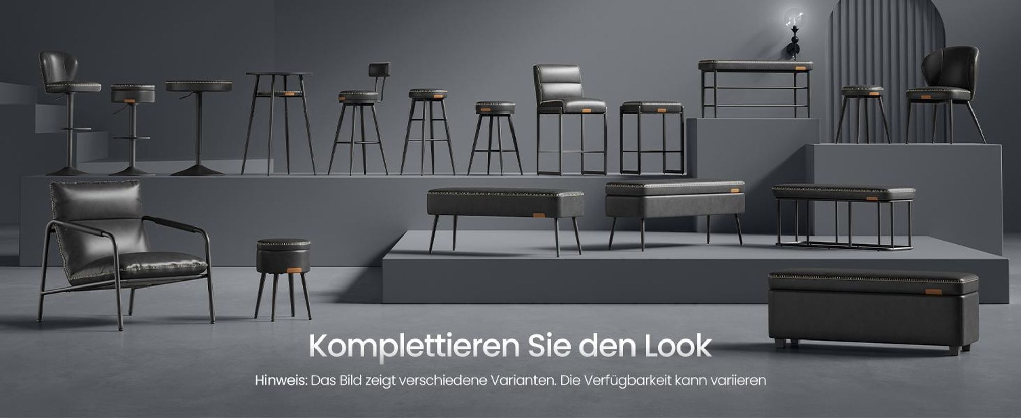 VASAGLE EKHO Kollektion - 360° drehbarer Barhocker, 2er Set, Hocker mit Rückenlehne für Kücheninsel