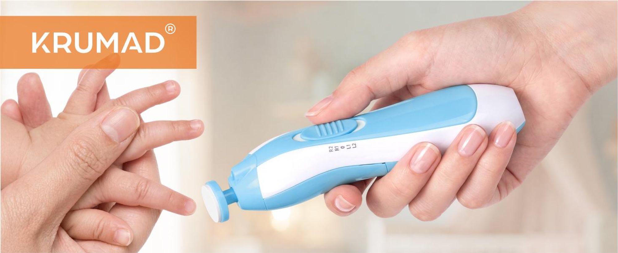 KRUMAD Elektrische Baby Nagelfeile 6in1, Baby Nagelpflege Set mit Verstellbarer Geschwindigkeit für Neugeborene
