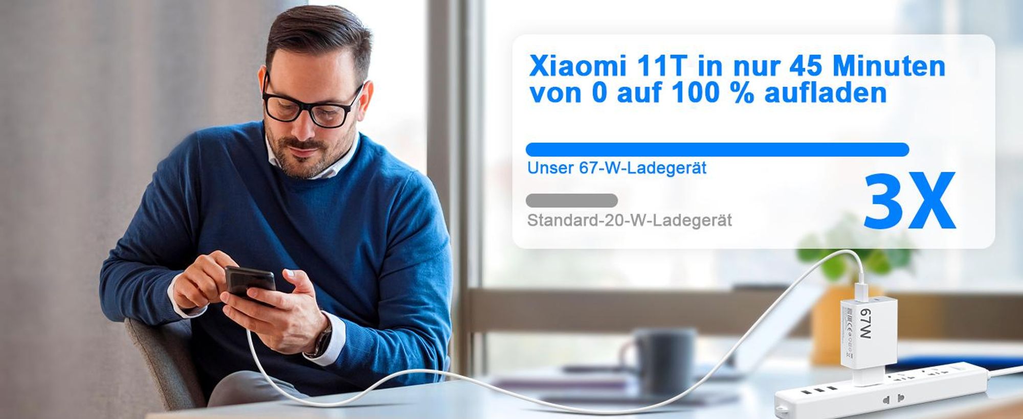 USB C Ladegerät für Xiaomi, 67W Hyper Charge Ladegerät, 2 Port 45W Netzteile Ladekabel für Xiaomi 15T 14Pro 14T 14 Ultra Redmi Note 14s 13 Pro 11 11s