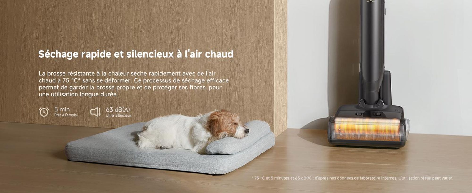 MOVA M10 Aspirateur laveur, ultra-léger 0,9 kg, design plat 180° avec rotation 90°, brosse double anti-enchevêtrement, puissance 18 kPa