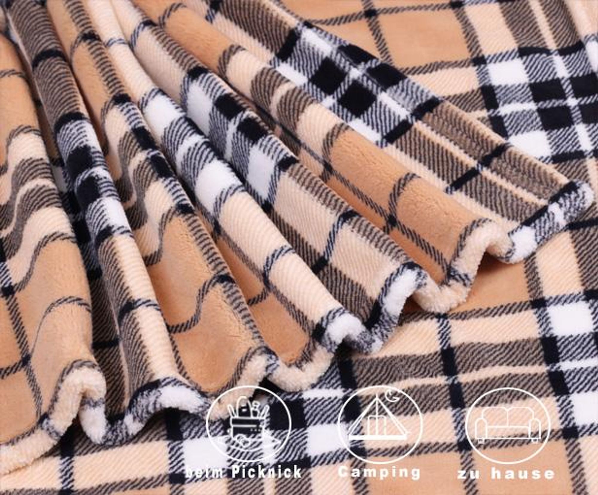 Betz Kuscheldecke MODENA 150x200cm Farbe Karo braun