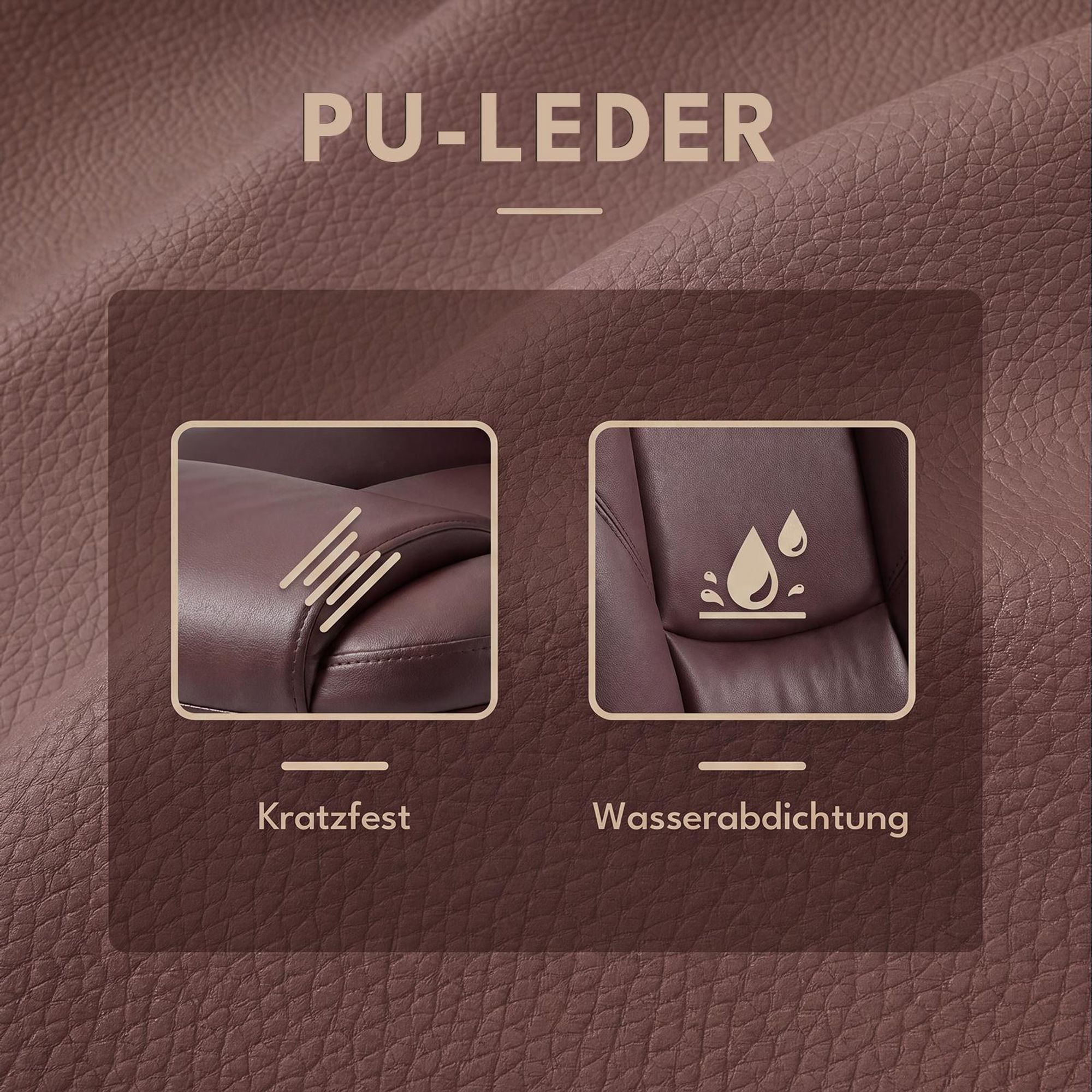 Kratzfester, wasserabweisender Kunstleder-Bezug des Bürostuhls