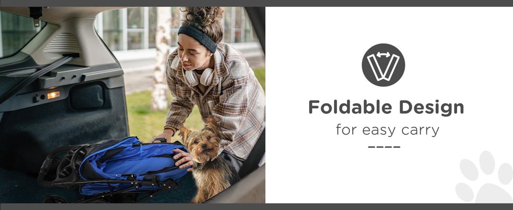 PawHut Wózek dla psa Wózek dla psa z funkcją składania Wózek dla małych psów i kotów Wózek dla zwierząt Wózek dla kota Oxford Blue 67 x 45 x 96 cm