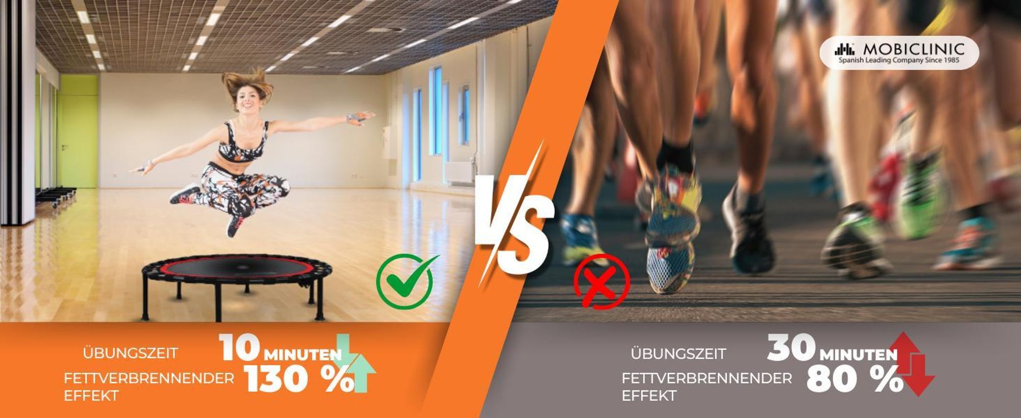 Mobiclinic Kangumobi, Fitness Trampolin, Zusammenklappbar, Indoor und Outdoor, Ø 101 cm, 2 Widerstandsbänder, bis 150 kg, mit höhenverstellbarer, Rot