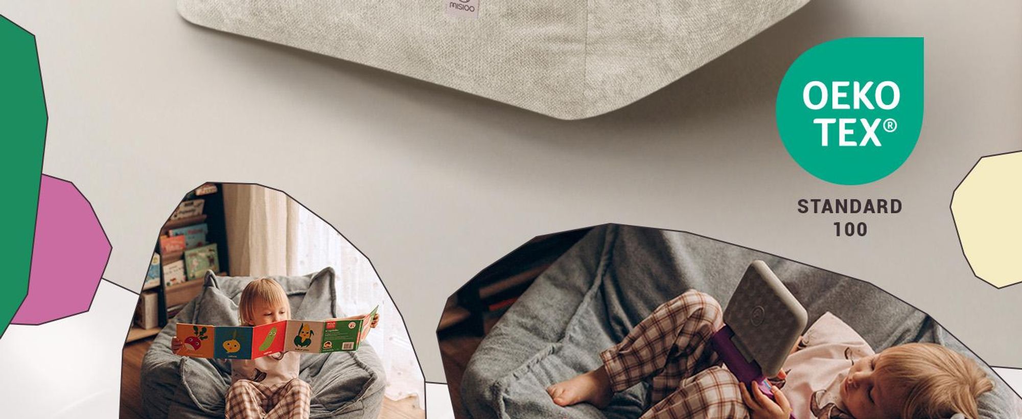 Fotel dziecięcy MISIOO Roya Chenille – fotel do pokoju dziecięcego, miękki puf dla dzieci, fotel podłogowy typu bean bag, wysokiej jakości tkanina szenila, 80 x 73 x 58 cm
