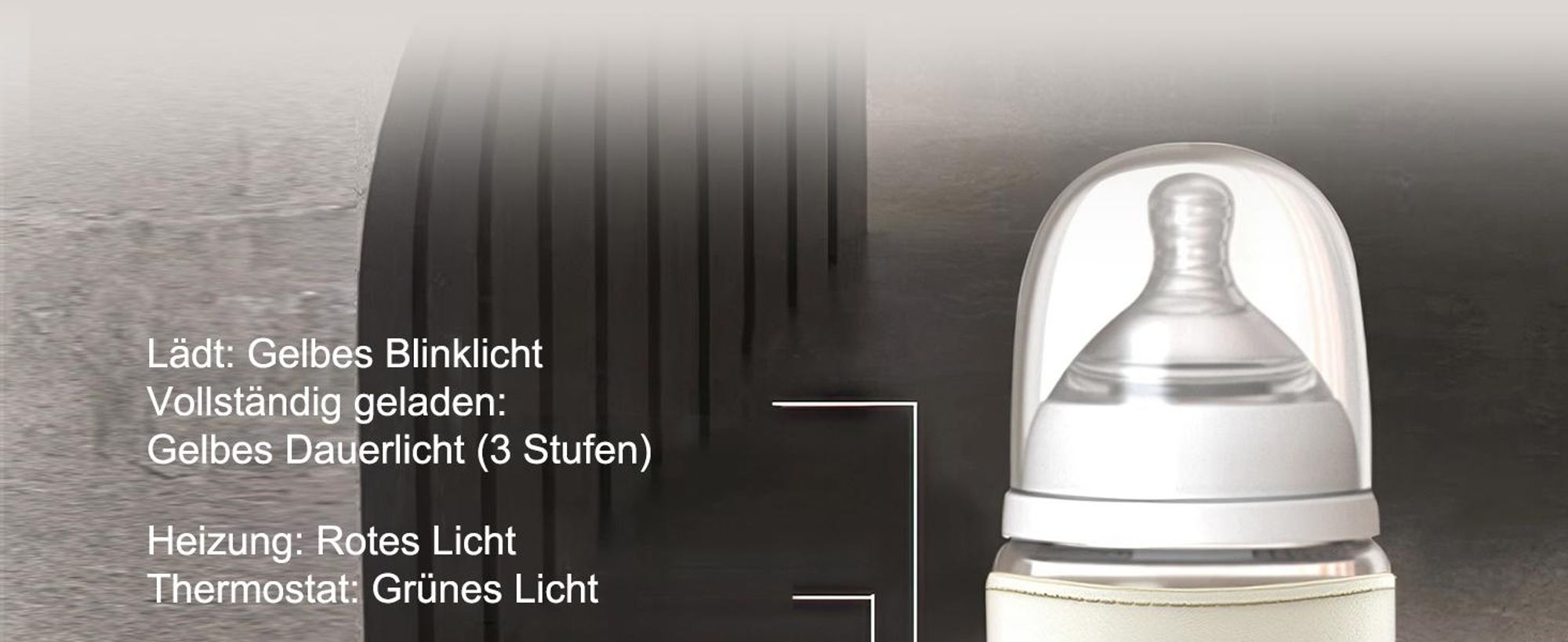 Tragbarer Flaschenwärmer für unterwegs, 8000-mAh-Akku & 18 W Schnellaufheizung für 6–10 Stunden Wärmespeicherung mit 6 Temperaturstufen (38–50 °C)
