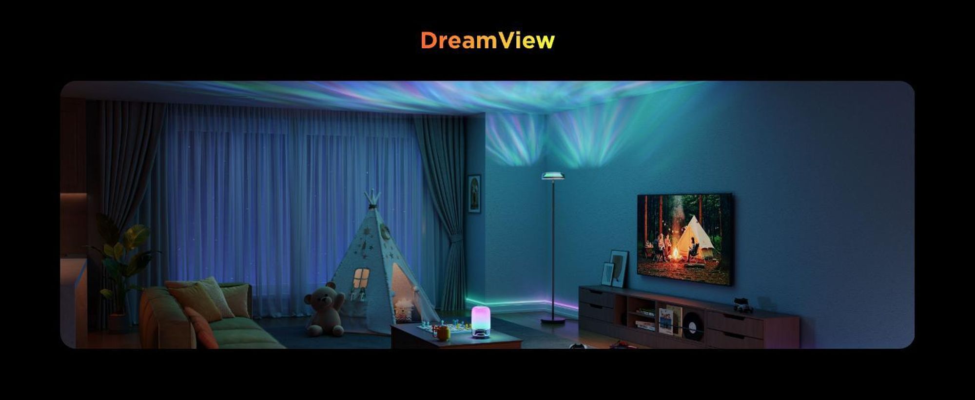 Govee Stehlampe Wohnzimmer Deckenfluter Wellenbeleuchtung RGBICWW, Dreizonenbeleuchtung Stehlampe, 2700-6500k, Kompatibel mit Matter und Alexa