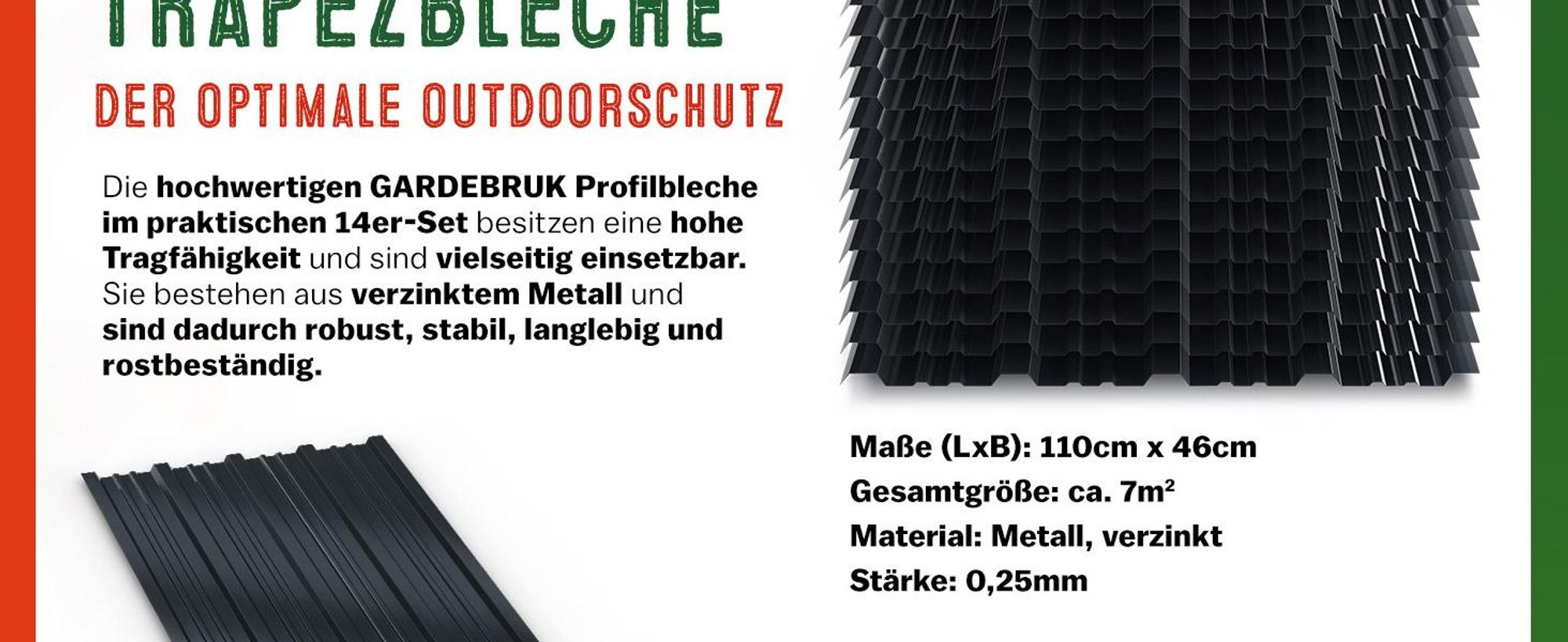 GARDEBRUK® 14x Trapezblech 110 x 46cm