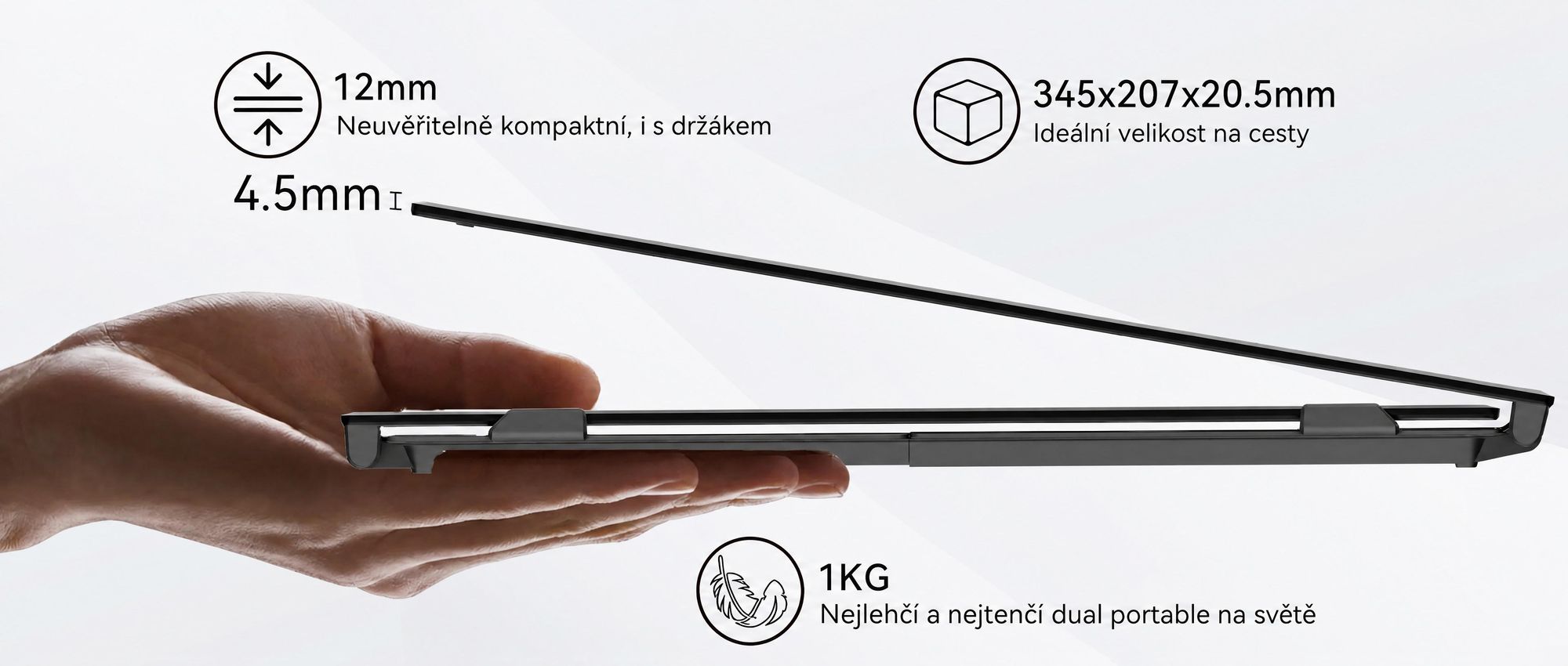 Blackview přenosný monitor DCM6 14", monitor pro notebooky s dvěma obrazovkami, ultratenký, FHD, pro notebooky 13,3"–17,3", otočný o 180°, pro Windows/Mac/Android