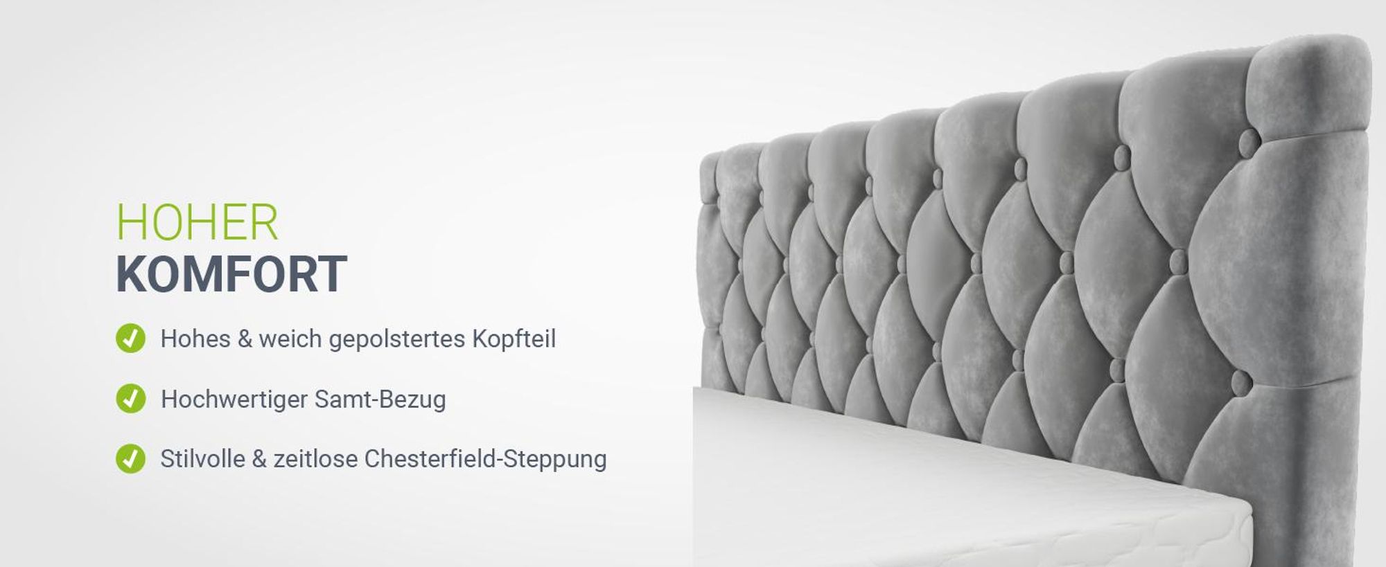 Juskys Polsterbett Nizza 140x200 cm Grau - Bettgestell mit Lattenrost, Stauraum & LED Beleuchtung - Bett mit Samtbezug & Chesterfield-Steppung
