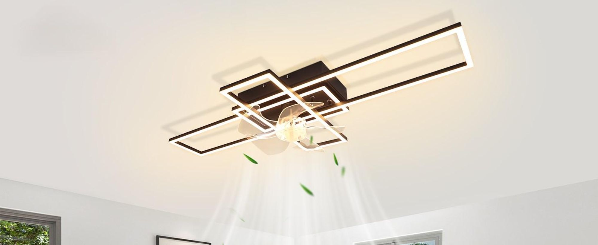 ZMH Ventilateur de plafond 94 cm avec éclairage, 6 vitesses, LED, intensité réglable, télécommande et minuterie, pour le salon