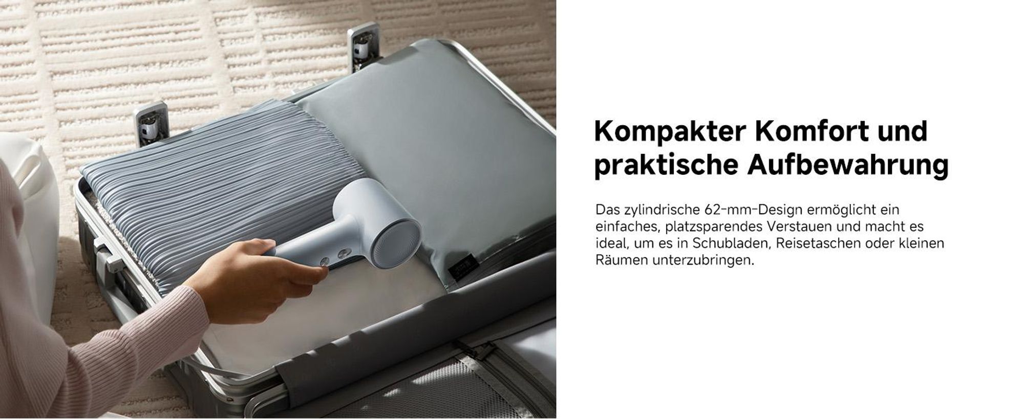 Dreame Mini Hochleistungs-Haartrockner,270g leicht,schnelltrocknend Fön,100K U/min Motor,NTC-Temperaturregelung, Negativ-Ionen,5 Steuerungsmodi,Blau