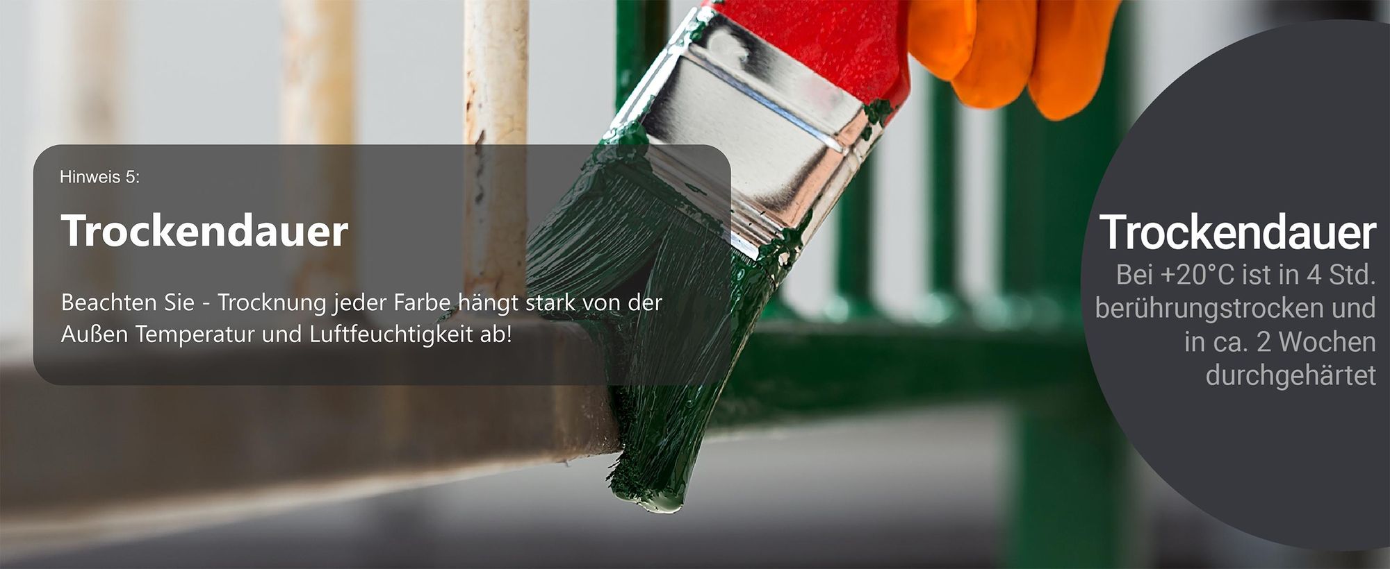 Trockendauer WO WE W908 Metallschutzlack bei 20 Grad 4h trocken 2 Wochen hart