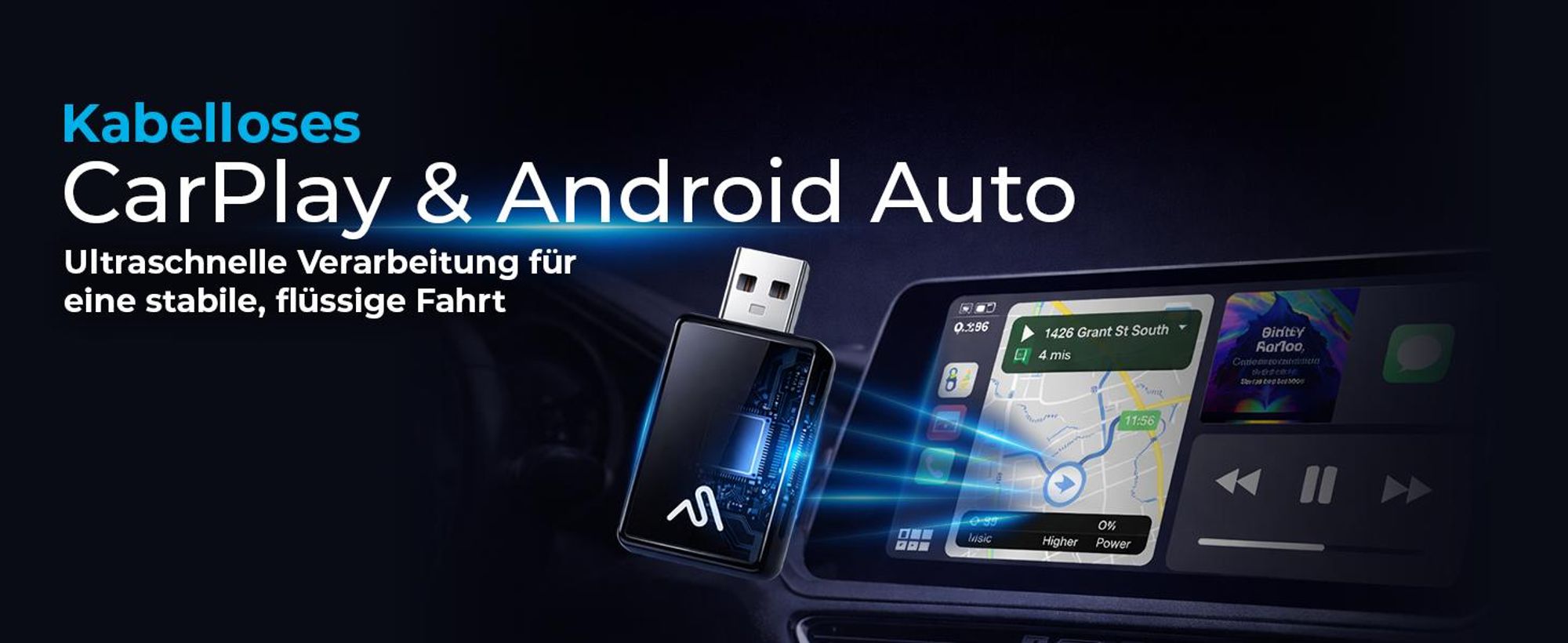 AutoSky Wireless Carplay Adapter & Android Auto - Verwandeln Sie kabelgebundenes