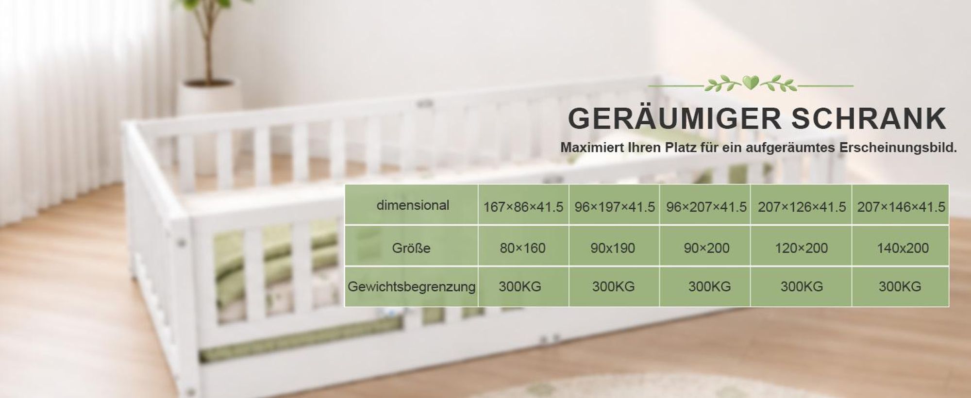 FCH Kinderbett mit Rausfallschutz & Lattenrost, 120x200cm, Montessori Bodenbett mit seitlichem Ausstieg, Einzelbett für Jugendzimmer, Weiß