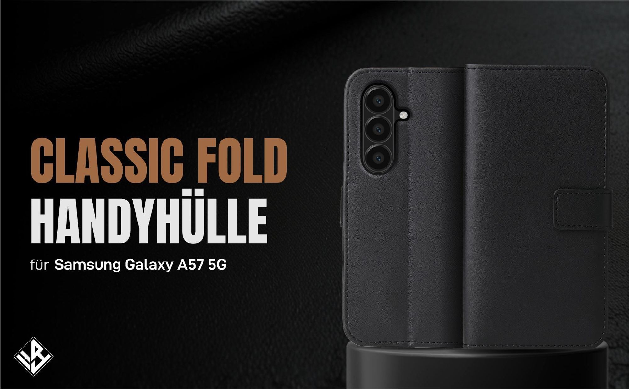 Schwarze Klapphülle für Samsung Galaxy A57 5G mit Wallet-Funktion