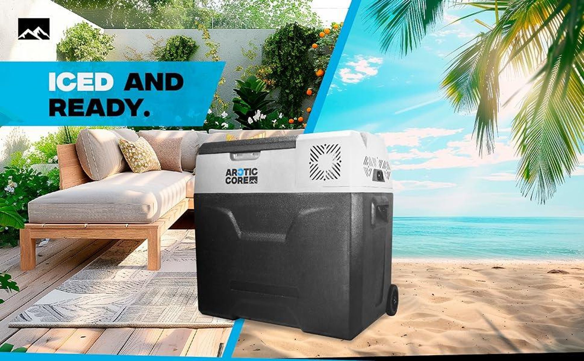 Belko® ArcticCore Kompressor Kühlbox 50L – elektrische Kühl- & Gefrierbox – 12/24V & 100–240V – große tragbare Camping Kühltruhe – grau