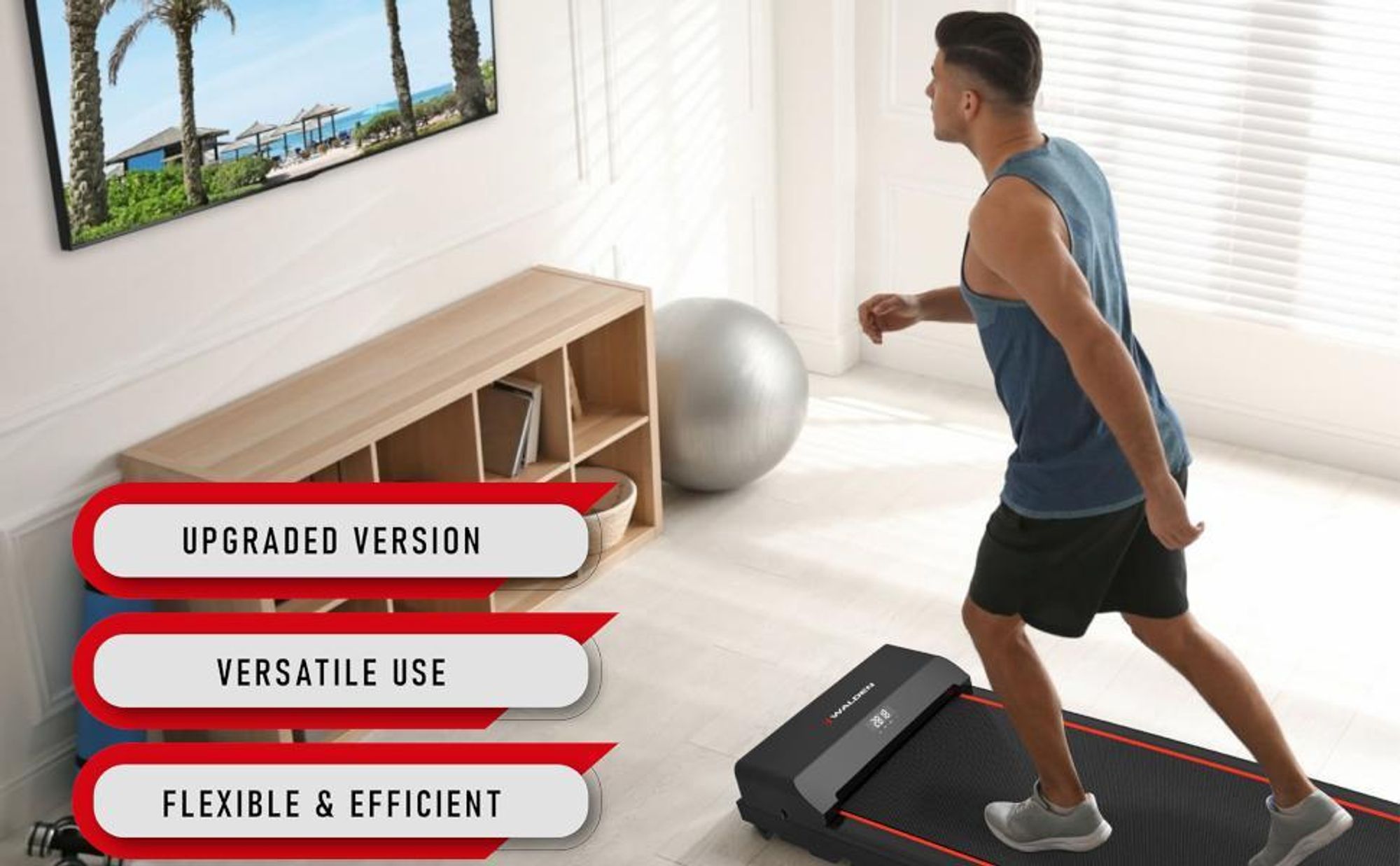 Walden F2200 Walking Pad 2-v-1 běžecký pás (1–6 km/h) kompaktní, tichý a pohodlný pro domácí kancelář, fitness a lehký trénink