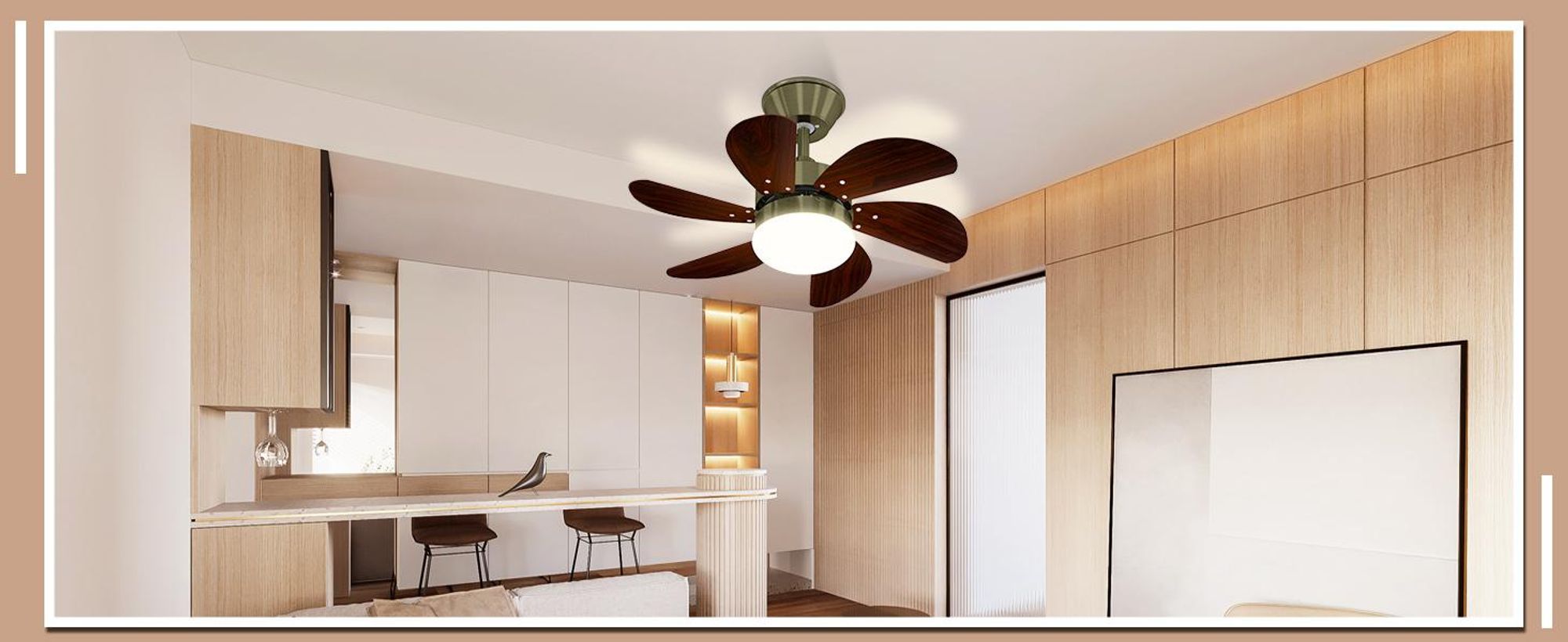 ZMH Deckenventilator Mit Beleuchtung Fernbedienung Leise Deckenlampe Ø75cm 6 Flügeln Ventilator mit Einzelleuchte Deckenleuchte Fan LED-Lichtquelle