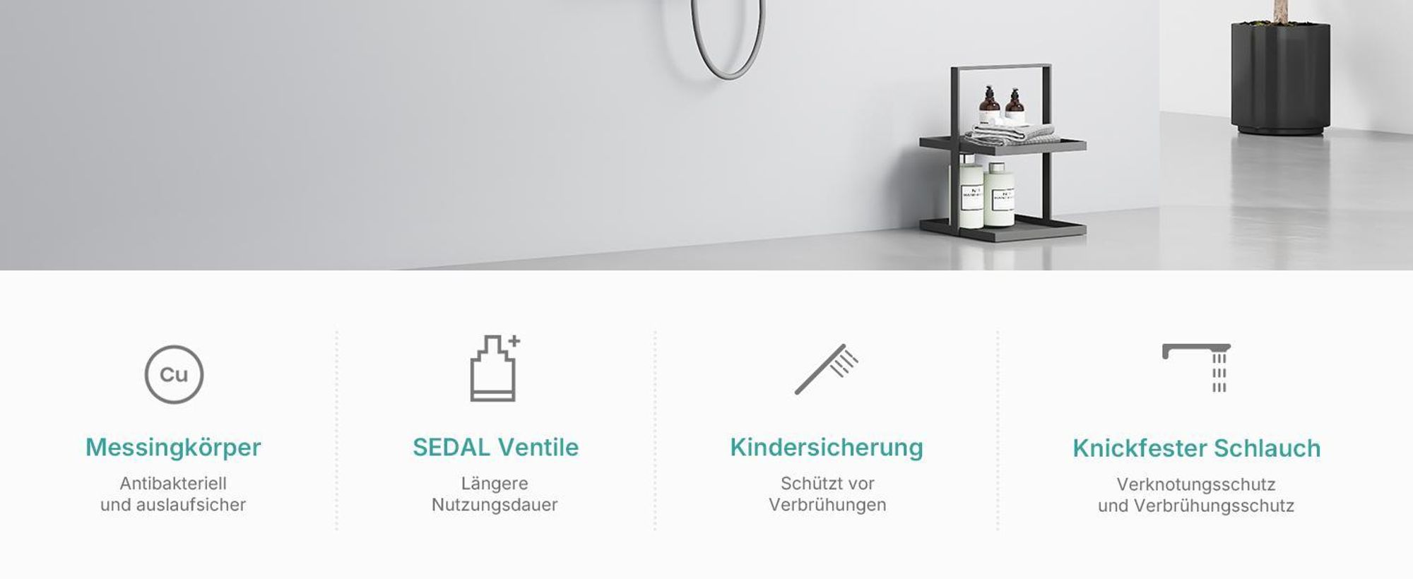 EMKE Duschsystem mit Thermostat Duschsäule Matt Anthrazit mit 360×240mm Regendusche eckig, Badewannenauslauf, Wassermengenregler & Glasablage F27