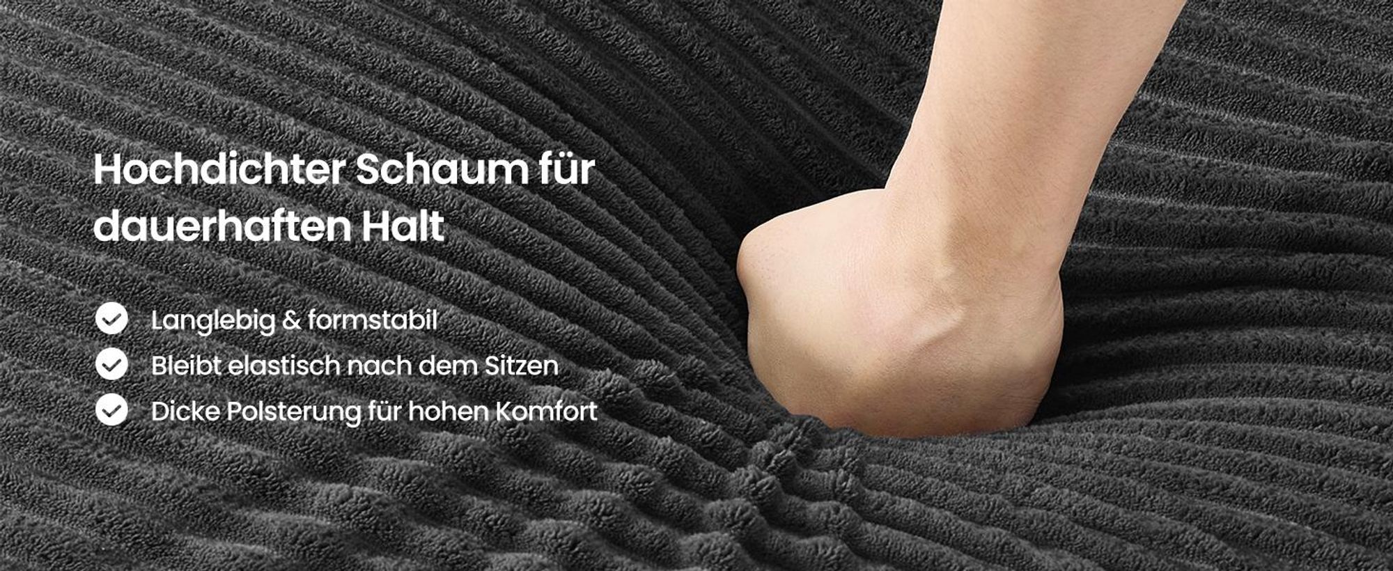 Modulares Sofa, Ecksofa mit Liege rechts, 244 cm breit, vakuumverpackt, keine Montage erforderlich, grau