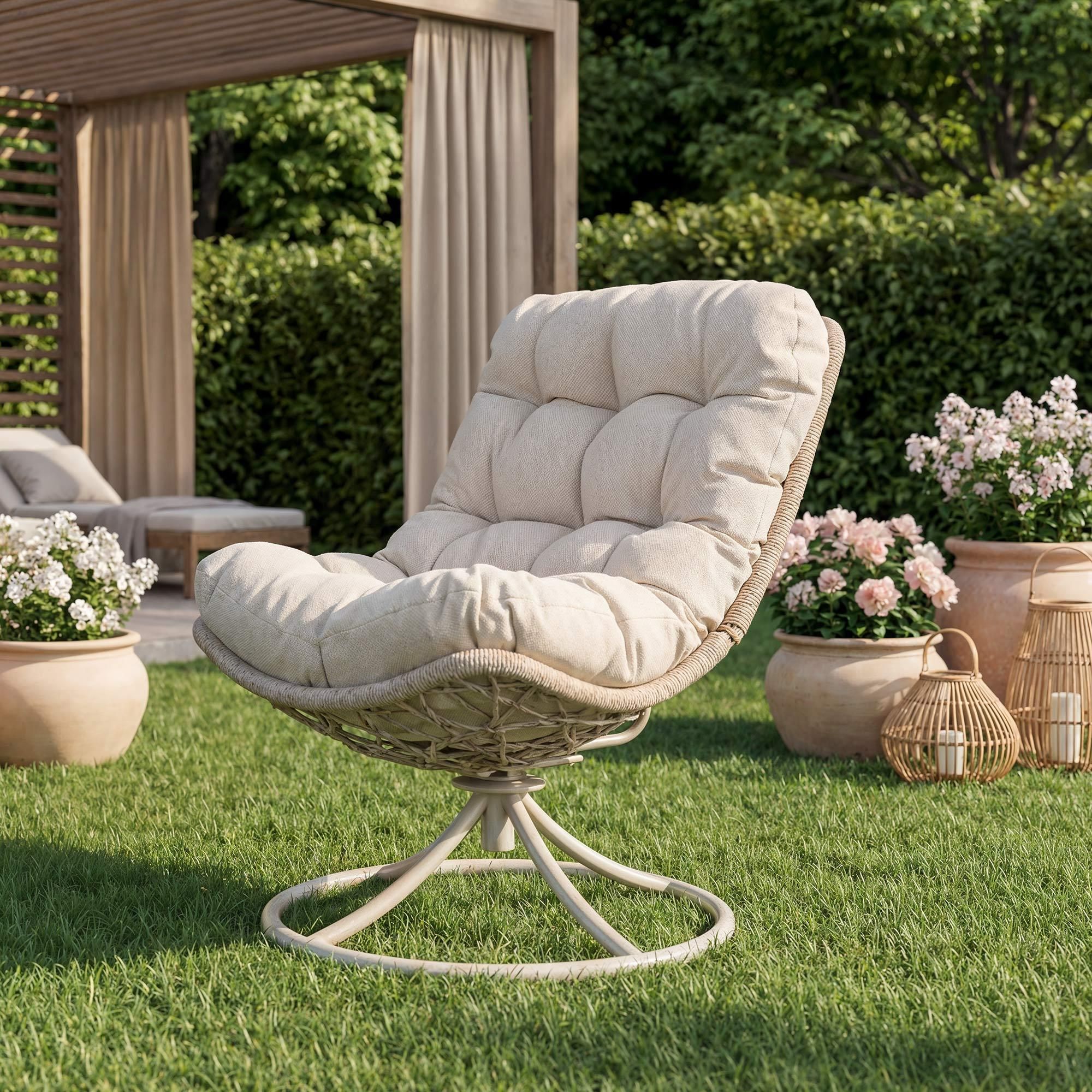 di volio Gartensessel MELIA - Lounge Sessel aus PE-Rattan mit Rundfuß, bequem & stabil