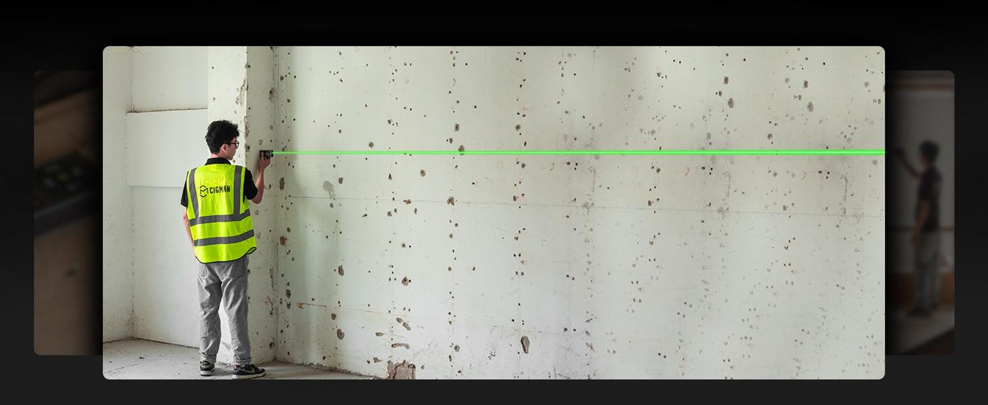 Laser Entfernungsmesser Bilaterales Grün, CIGMAN 120m/390Ft Multifunktionales Lasermessgerät mit LCD-Display, Magnetische Anziehungsfunktion,Winkelsen