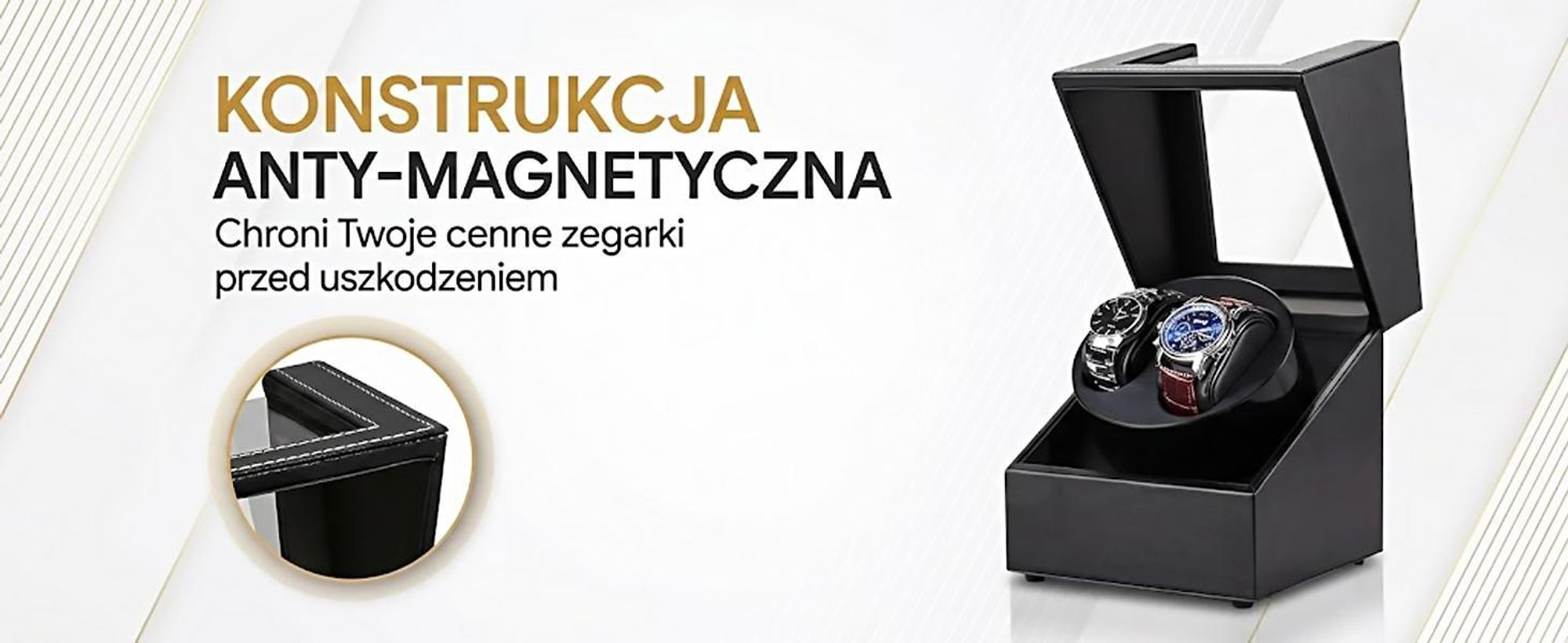 Nawijacz do zegarków Olvy na 2 zegarki, Nawijacz do zegarków Niezwykle cichy silnik, Miękka poduszka do zegarków, Nawijacz do zegarków