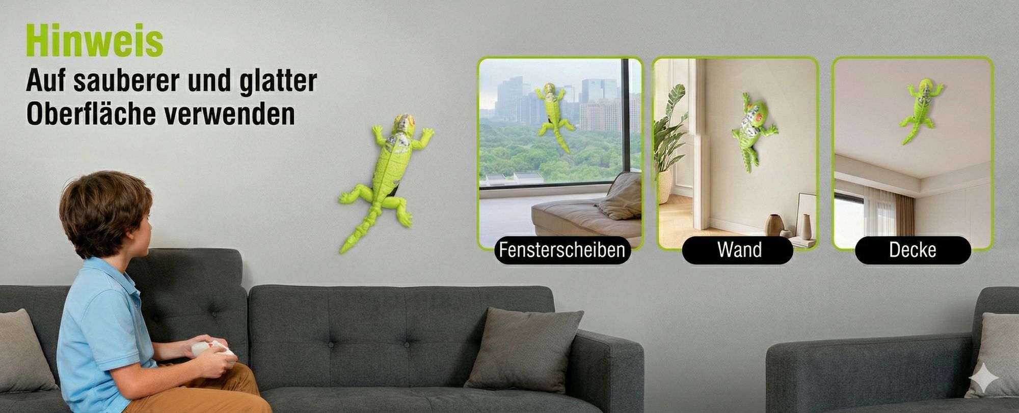 Ferngesteuertes Kletter-Eidechse Spielzeug, Wandkletternde ferngesteuerte Eidechse, RC Wandflitzer Gecko - CLIMBKO