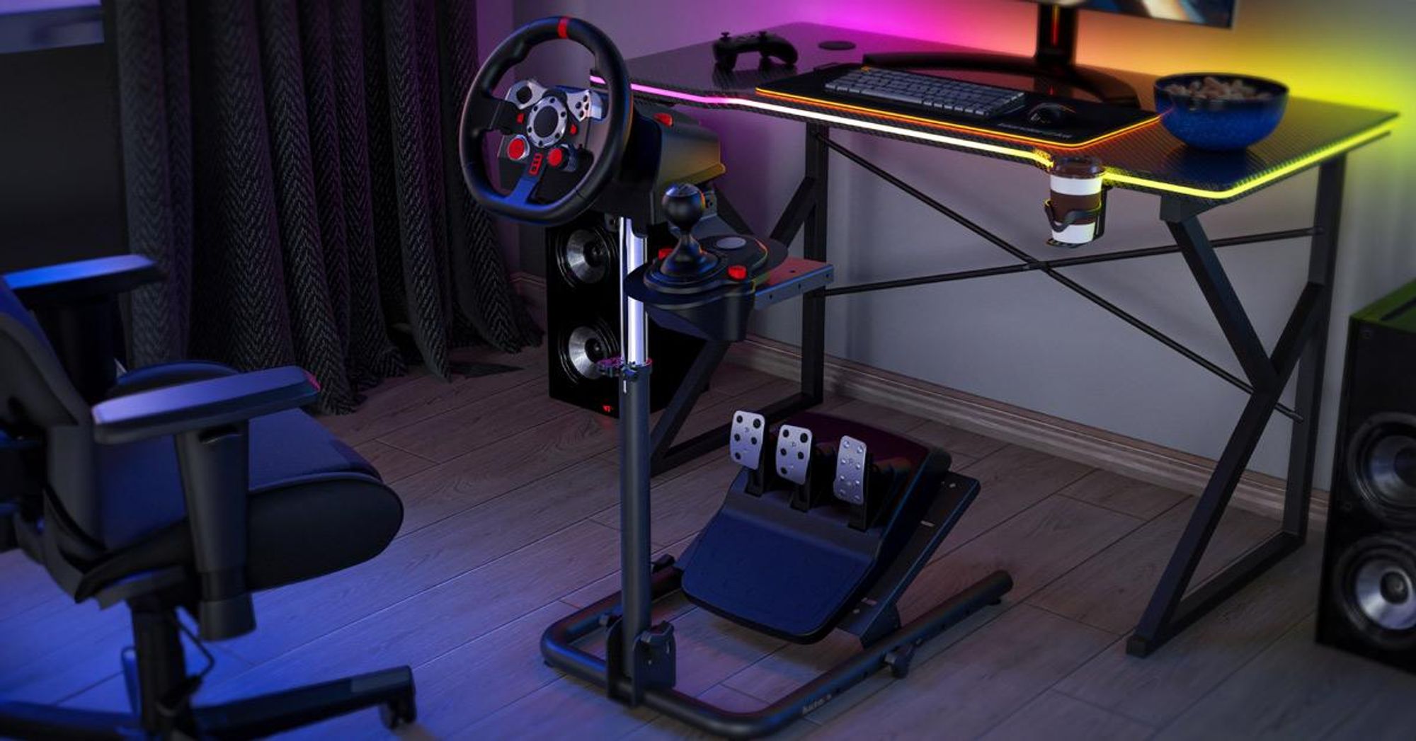 Huzaro Speed 2.0 | Lenkradständer Racing Wheel Stand Racing Ständer | Geeignet für Logitech Fanatec Thrustmaster | Faltbar