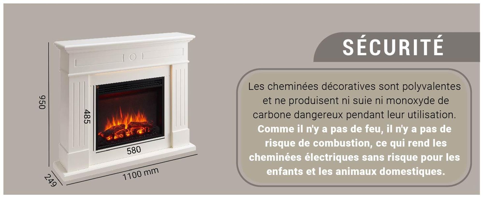 Cheminée électrique BALDERIA Leandros – Cheminée sur pied – Blanc