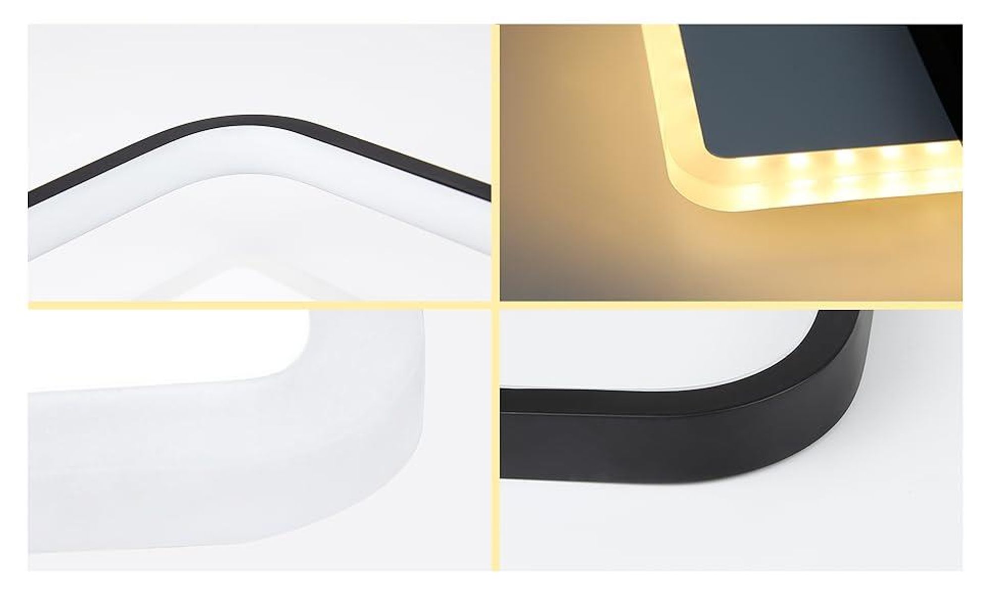 ZMH LED Deckenleuchte Wohnzimmer 3000K Warmweiß Deckenlampe 15W Acryl Deckenbeleuchtung Modern Schwarz für Schlafzimmer Esszimmer Küche Flur