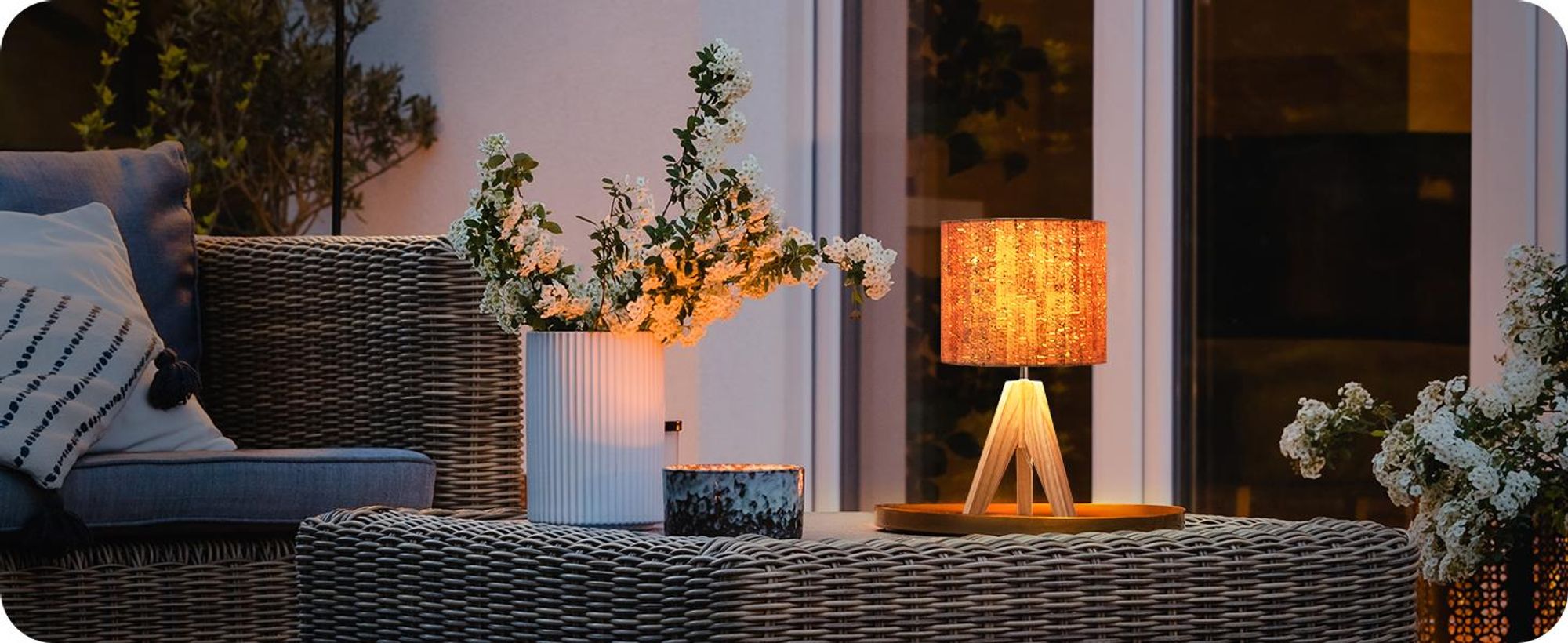 EDISHINE Nachttischlampe Holz, Tischlampe Vintage Landhaus, Boho Rindeneffekt