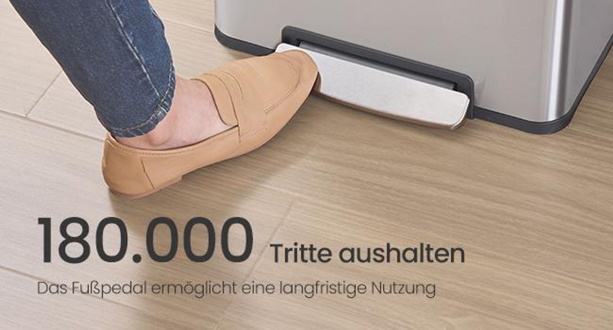 SONGMICS Mülleimer 50 L, 15 Müllsäcke, Edelstahl, herausnehmbarer Inneneimer aus Kunststoff, mit Deckel, Griffe, Softclose, silbern