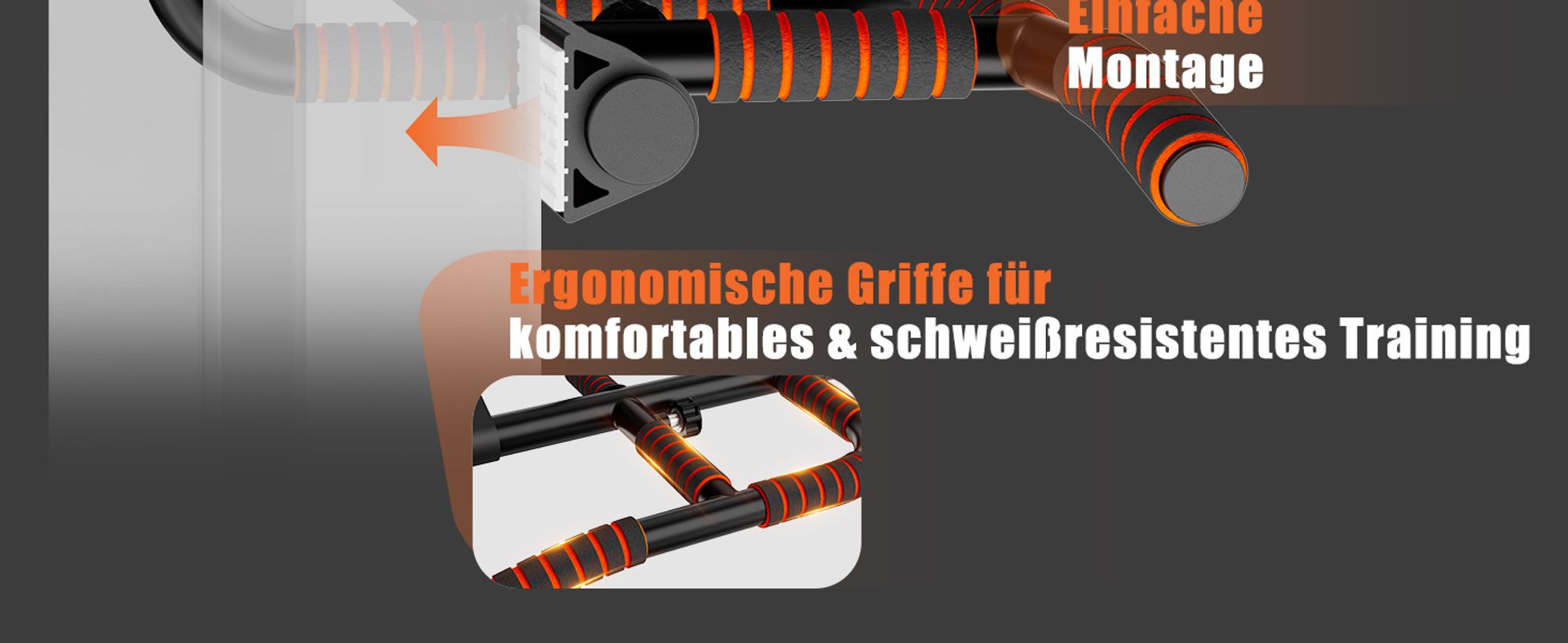 DH FitLife Klimmzugstange Türrahmen ohne Schrauben kein Abrutschen mit Multigriff-Positionen, Reckstange Turnstange Türreck, für Türrahmen 65-92cm