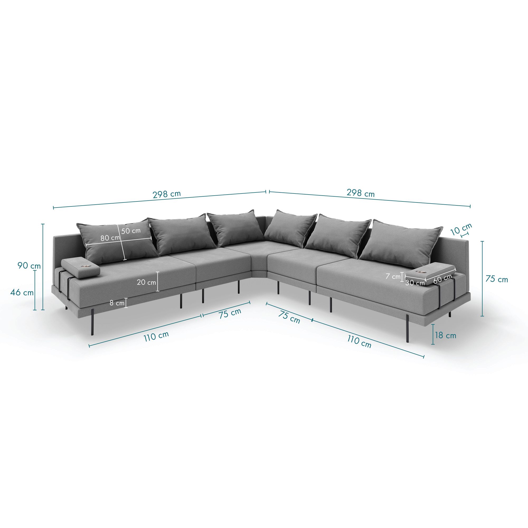 TRADA Gartensofas, Gartenecksofa Bahama L Beige 298x298 cm Gartenmöbel-Sets Wasserabweisend Stoff