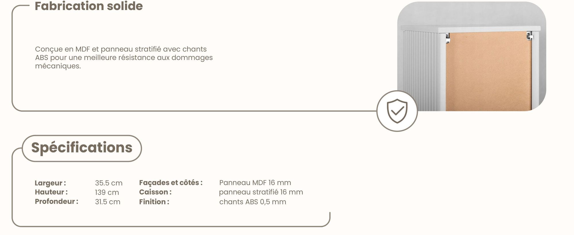 Armoire haute - 139 cm - Blanc armoire haute, commode