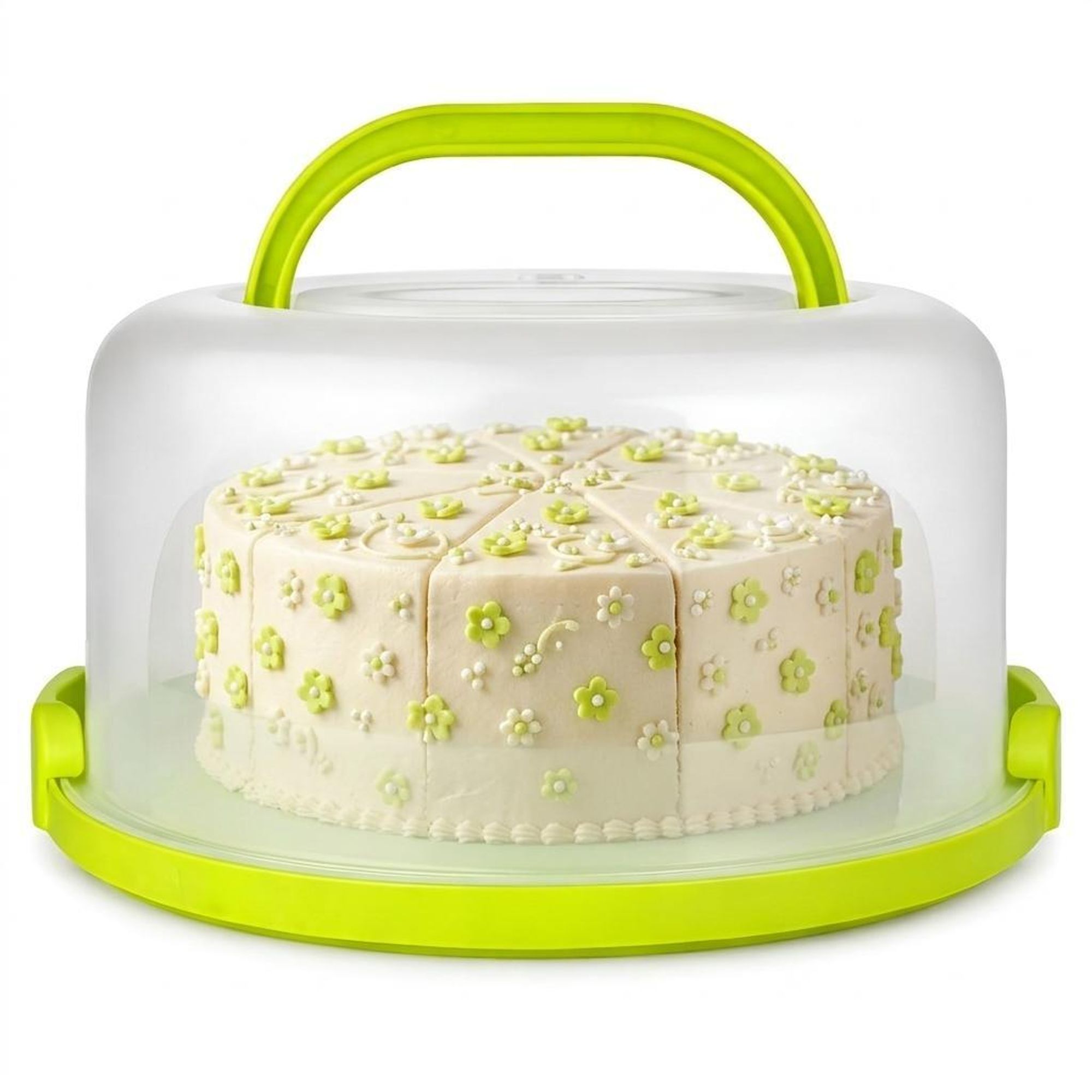 WELLHAUS Kuchenbehälter Grün 25x21x12,5 cm – Transportbox mit Deckel