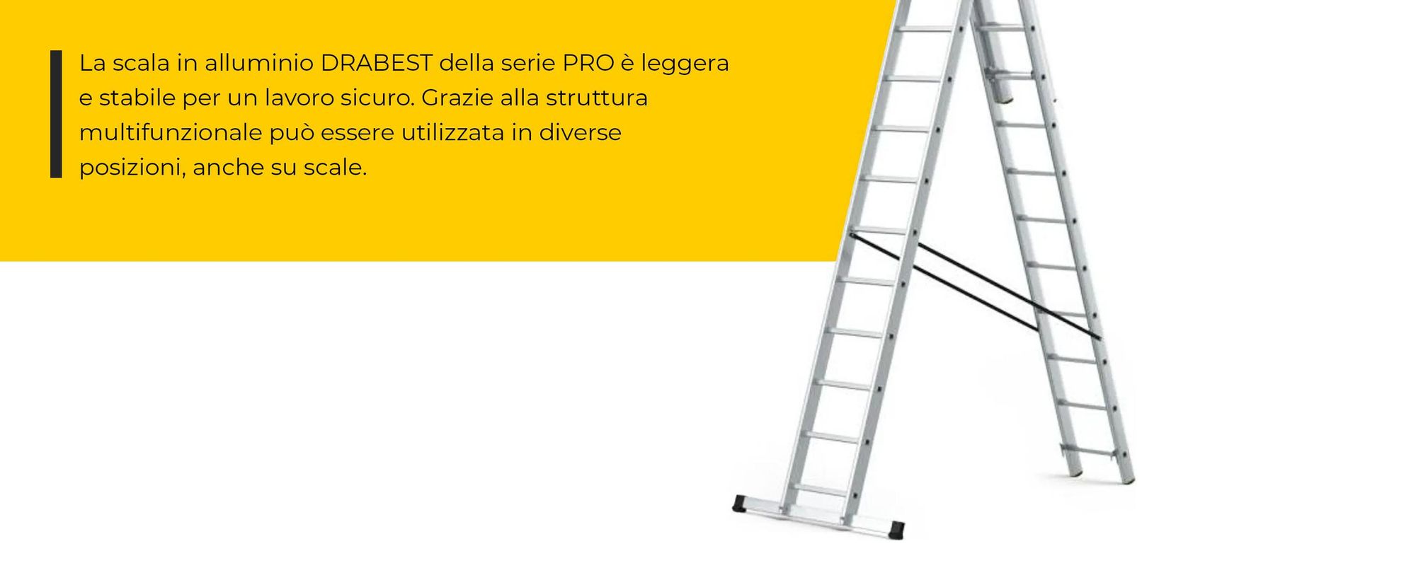 Drabest | Scala - scala 3x13 gradini, scala pieghevole - portata 150 kg - scala in alluminio, scala a pioli, piedini antiscivolo