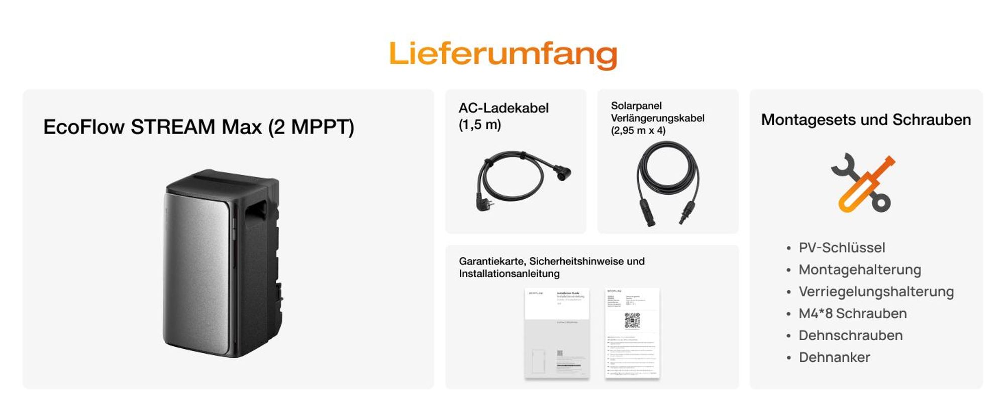 EcoFlow STREAM Max 1,92 kWh Balkonkraftwerk mit Batteriespeicher, Plug & Play Solarsystem, 1800 W Solareingang (2 MPPT), 1200 W Dual AC-Anschlüsse
