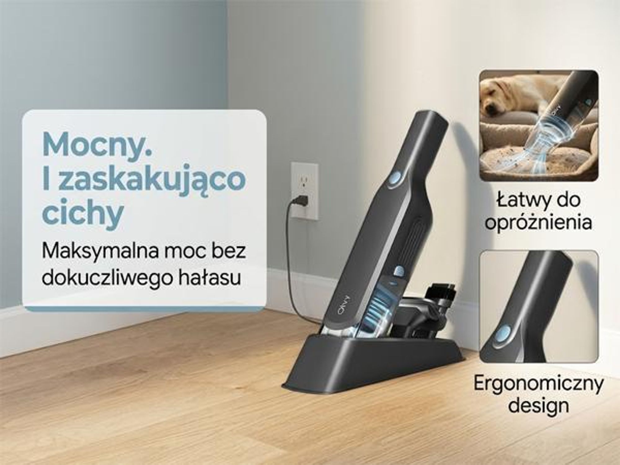 Odkurzacz ręczny Olvy Akku bezworkowy, bezprzewodowy mini odkurzacz z silnikiem bezszczotkowym, w zestawie nasadki, idealny do samochodu, sofy, mebli i sierści zwierząt