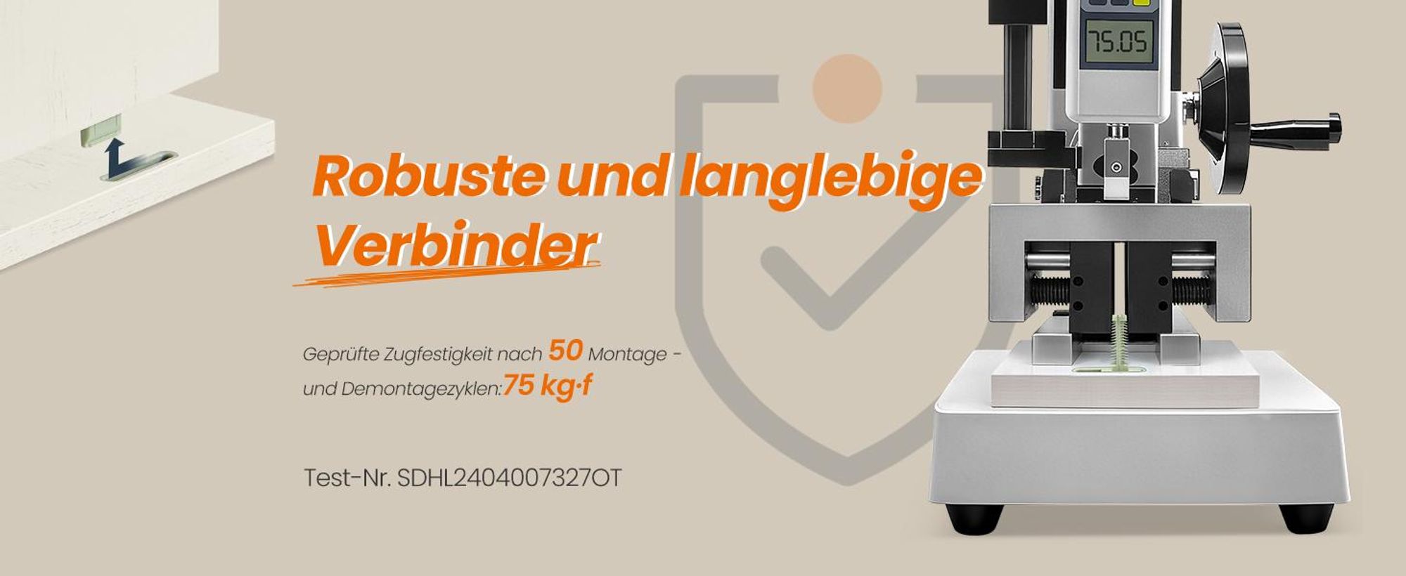 Sideboard, Toolless-Technologie, superschnelle werkzeuglose Montage, Küchenschrank mit Arbeitsplatte, weiß-braun