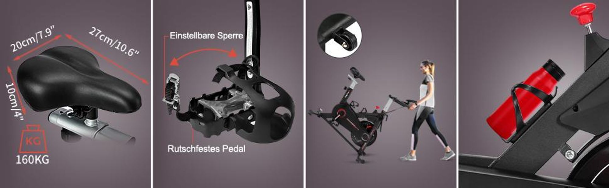 Wenoker Heimtrainer Fahrrad mit verstellbarem Magnetwiderstand – leises Fitnessbike mit APP, Ergometer Hometrainer bis 160 kg