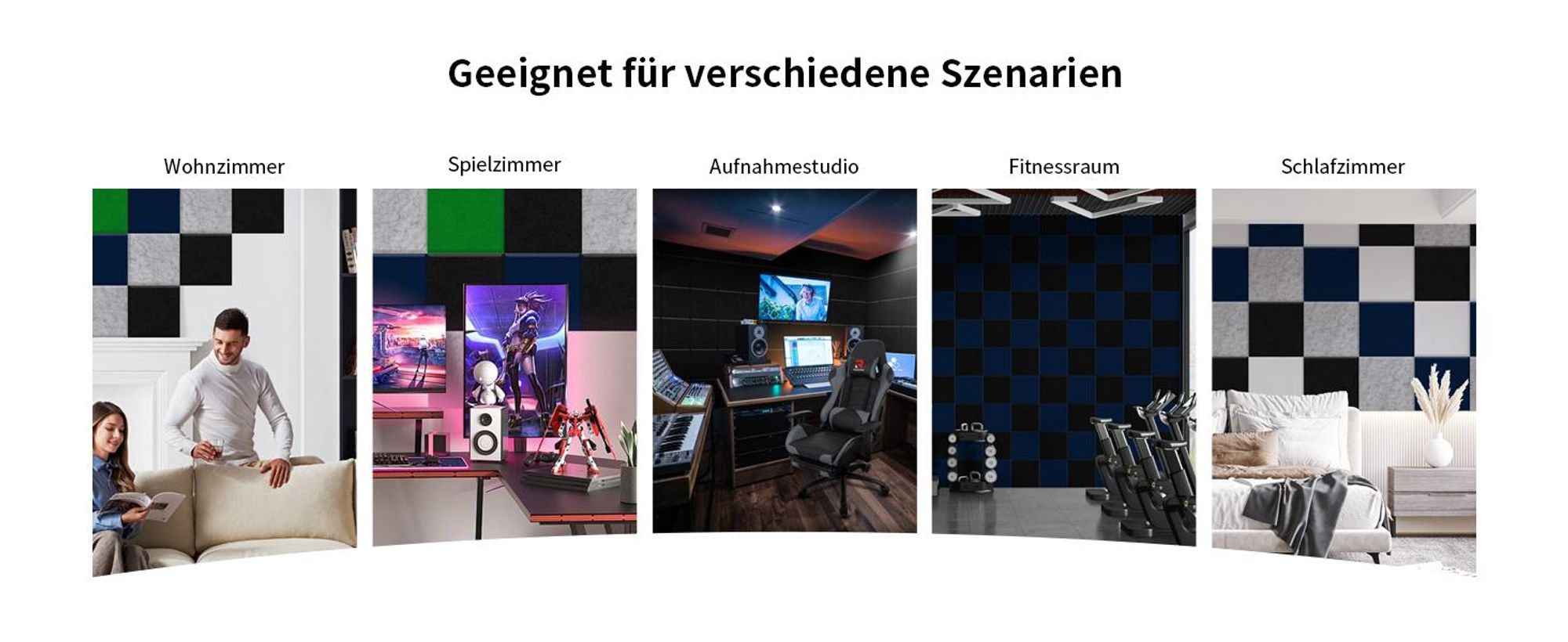 Akustikplatte, 24 Stück Akustikplatten Selbstklebend, Hohe Dichte Wandpaneel, Schallabsorber Schallschutz, NRC 0.95, für Gaming Deko, Büros, Studios